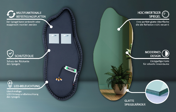 Led ogledalo nepravilna oblika 40x90 cm