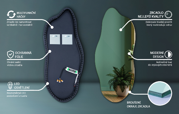 Led ogledalo nepravilna oblika 45x100 cm