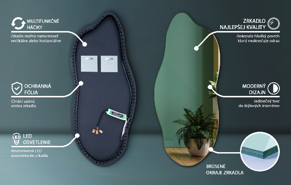 Led ogledalo nepravilna oblika 45x100 cm