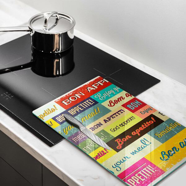 Steklena podloga za rezanje Podnapisi Bon appetit jeziki
