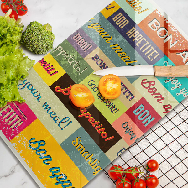 Steklena podloga za rezanje Podnapisi Bon appetit jeziki