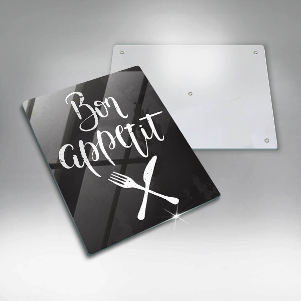 Steklena podloga za rezanje Bon appetit napis