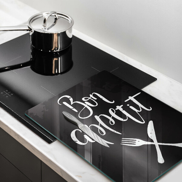 Steklena podloga za rezanje Bon appetit napis