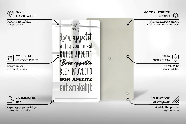 Steklena podloga za rezanje Kuhinjski napis rekoč
