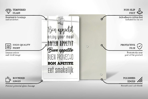 Steklena podloga za rezanje Kuhinjski napis rekoč