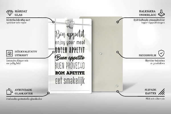 Steklena podloga za rezanje Kuhinjski napis rekoč