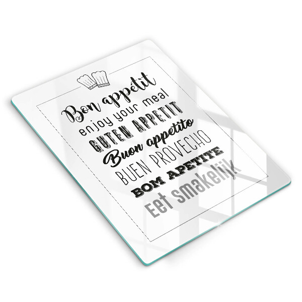 Steklena podloga za rezanje Kuhinjski napis rekoč