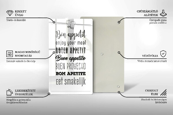 Steklena podloga za rezanje Kuhinjski napis rekoč