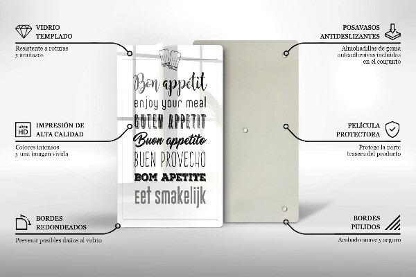 Steklena podloga za rezanje Kuhinjski napis rekoč