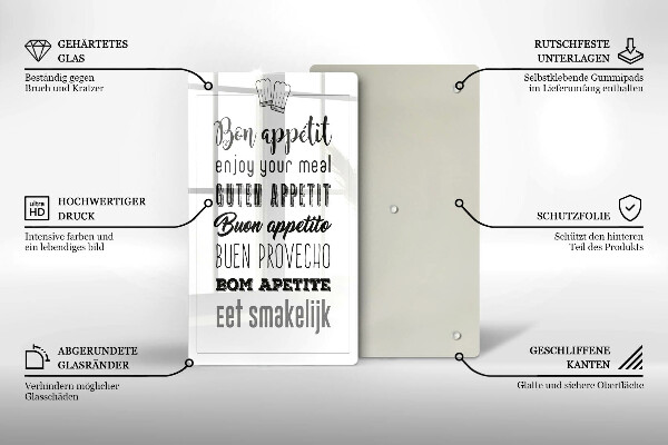 Steklena podloga za rezanje Kuhinjski napis rekoč