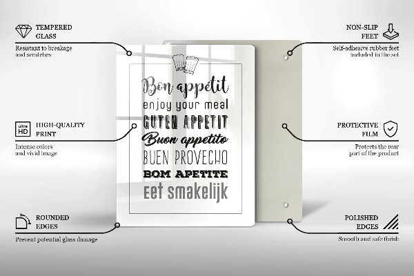 Steklena podloga za rezanje Kuhinjski napis rekoč