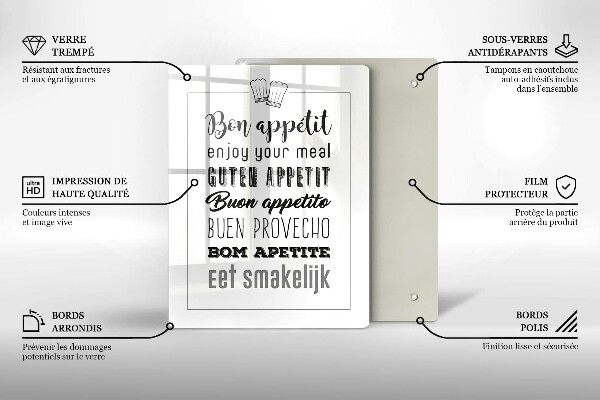 Steklena podloga za rezanje Kuhinjski napis rekoč