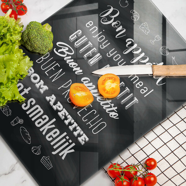 Steklena podloga za rezanje Kuhinjski napis rekoč