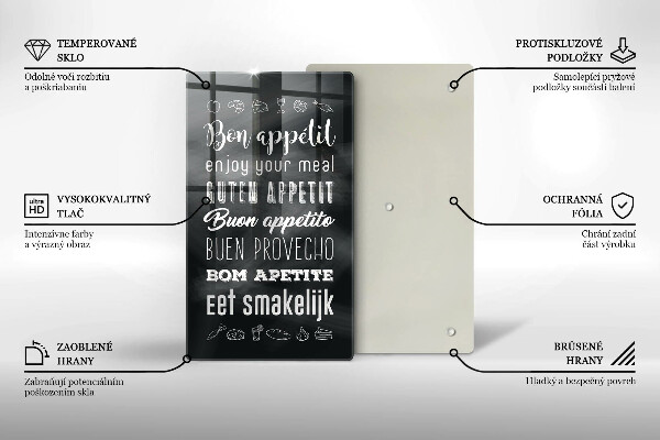 Steklena podloga za rezanje Kuhinjski napis rekoč