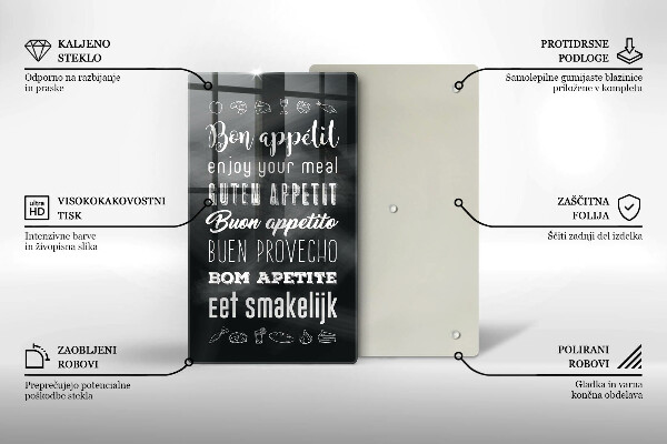 Steklena podloga za rezanje Kuhinjski napis rekoč
