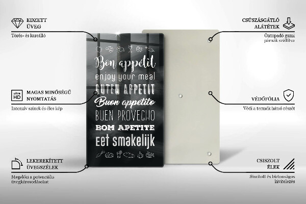 Steklena podloga za rezanje Kuhinjski napis rekoč