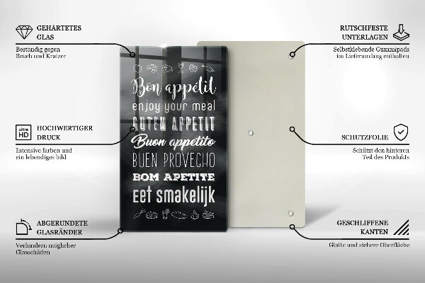 Steklena podloga za rezanje Kuhinjski napis rekoč