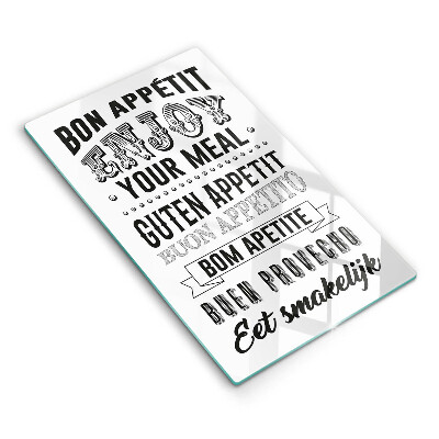 Steklena podloga za rezanje Napis za kuhinjo stavek