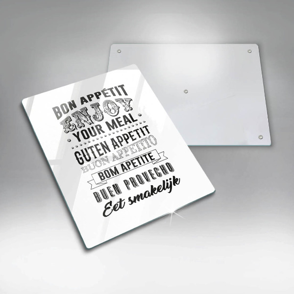 Steklena podloga za rezanje Napis za kuhinjo stavek