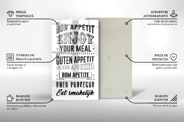 Steklena podloga za rezanje Napis za kuhinjo stavek