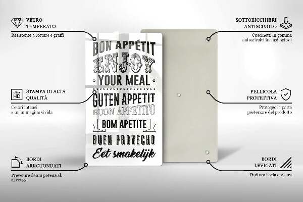 Steklena podloga za rezanje Napis za kuhinjo stavek