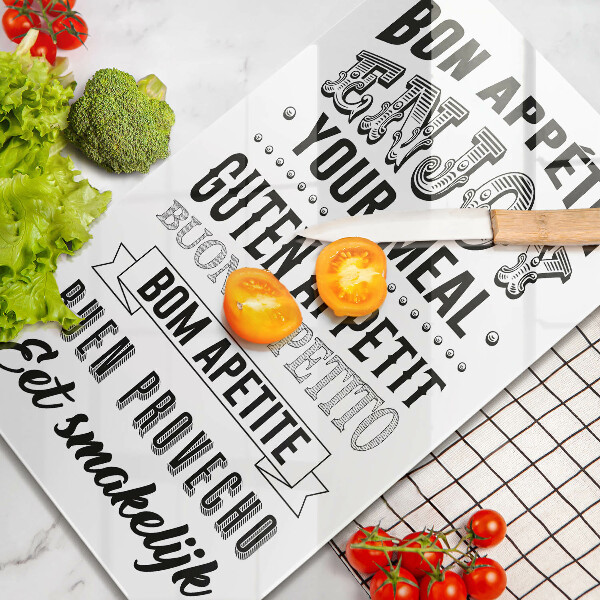 Steklena podloga za rezanje Napis za kuhinjo stavek