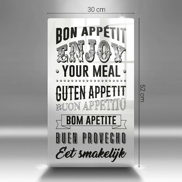 Steklena podloga za rezanje Napis za kuhinjo stavek