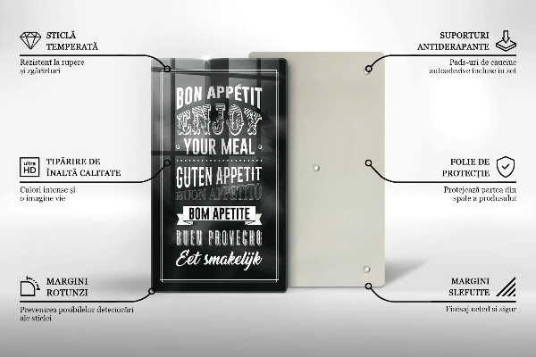 Steklena podloga za rezanje Napis za kuhinjo stavek