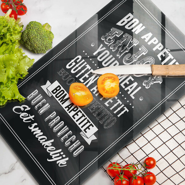 Steklena podloga za rezanje Napis za kuhinjo stavek