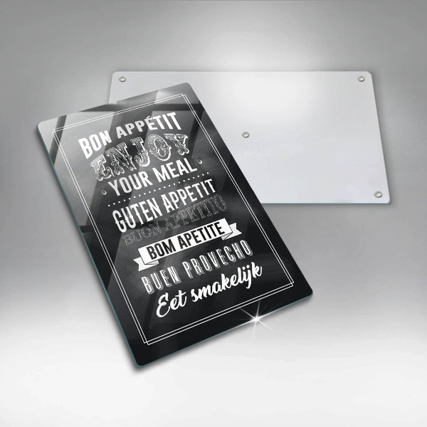 Steklena podloga za rezanje Napis za kuhinjo stavek