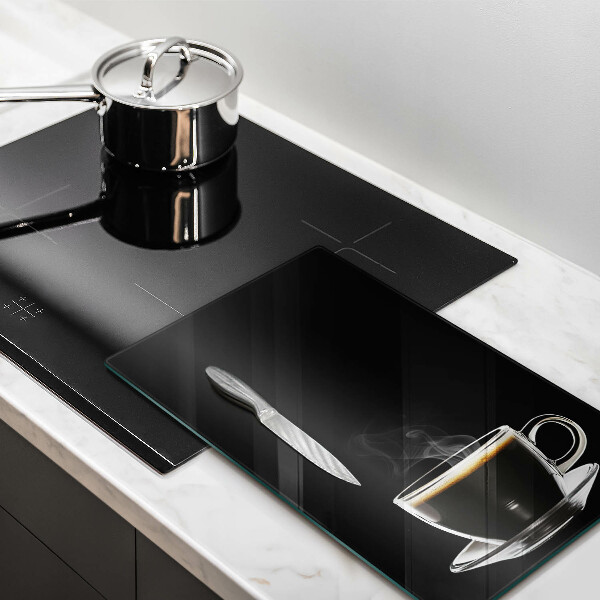 Steklena podloga za rezanje Kozarec vroče kave