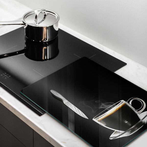 Steklena podloga za rezanje Kozarec vroče kave