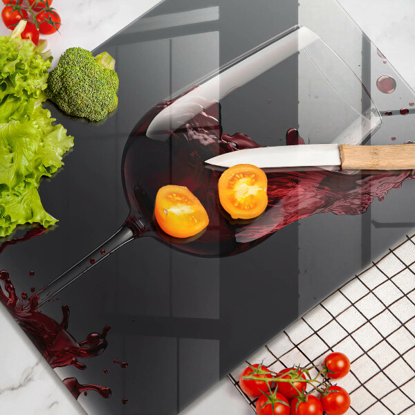 Steklena podloga za rezanje Rdeče vino v kozarcu