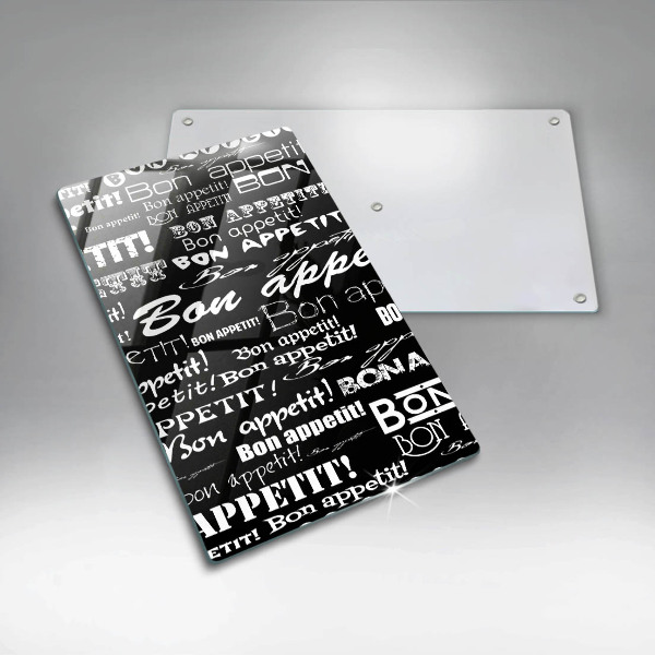 Steklena podloga za rezanje Kuhinjski podnapisi Bon appetit