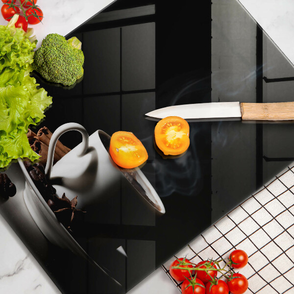 Steklena podloga za rezanje Skodelica vroče kave