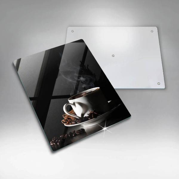 Steklena podloga za rezanje Skodelica vroče kave