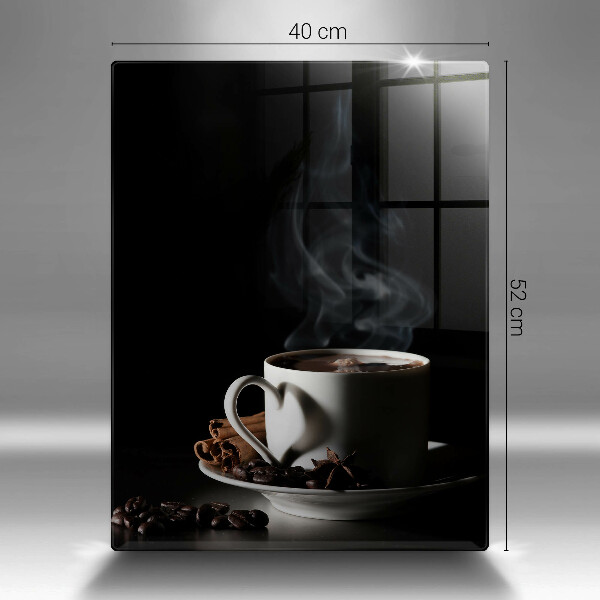 Steklena podloga za rezanje Skodelica vroče kave