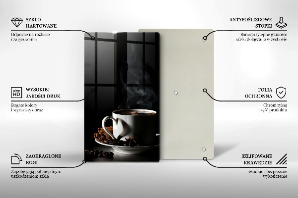 Steklena podloga za rezanje Skodelica vroče kave