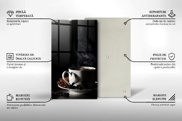 Steklena podloga za rezanje Skodelica vroče kave