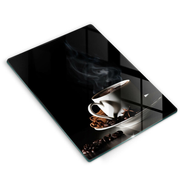 Steklena podloga za rezanje Skodelica vroče kave