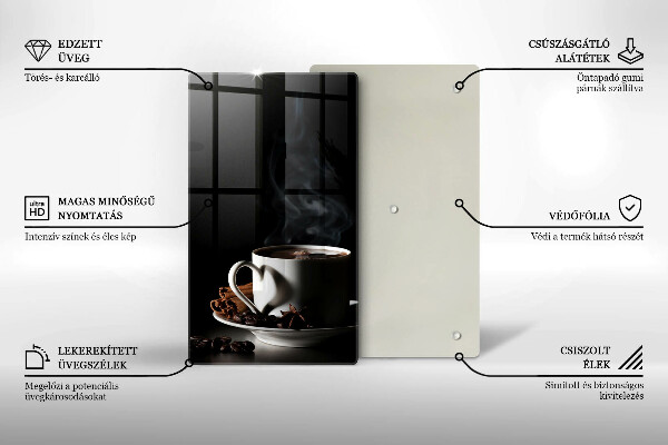 Steklena podloga za rezanje Skodelica vroče kave