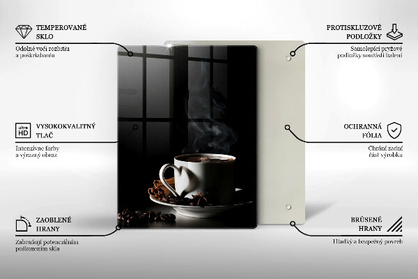 Steklena podloga za rezanje Skodelica vroče kave