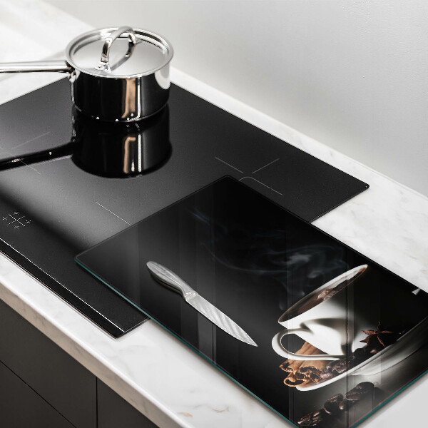 Steklena podloga za rezanje Skodelica vroče kave