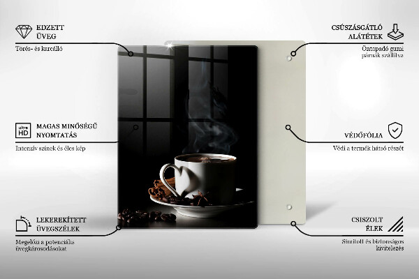 Steklena podloga za rezanje Skodelica vroče kave