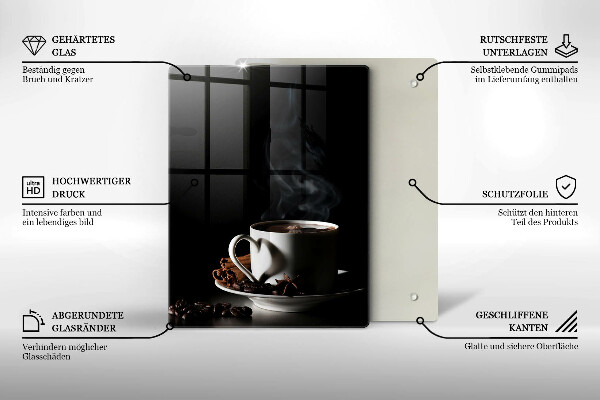 Steklena podloga za rezanje Skodelica vroče kave