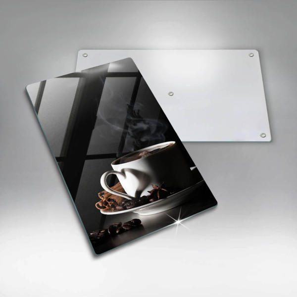 Steklena podloga za rezanje Skodelica vroče kave