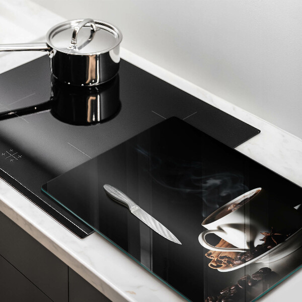 Steklena podloga za rezanje Skodelica vroče kave