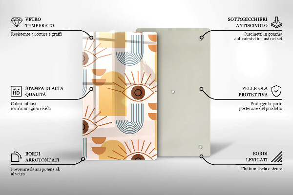 Steklena podloga za rezanje Boho vzorec oči