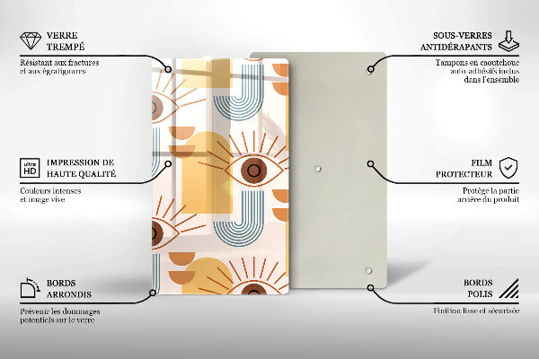 Steklena podloga za rezanje Boho vzorec oči