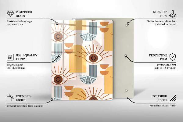 Steklena podloga za rezanje Boho vzorec oči